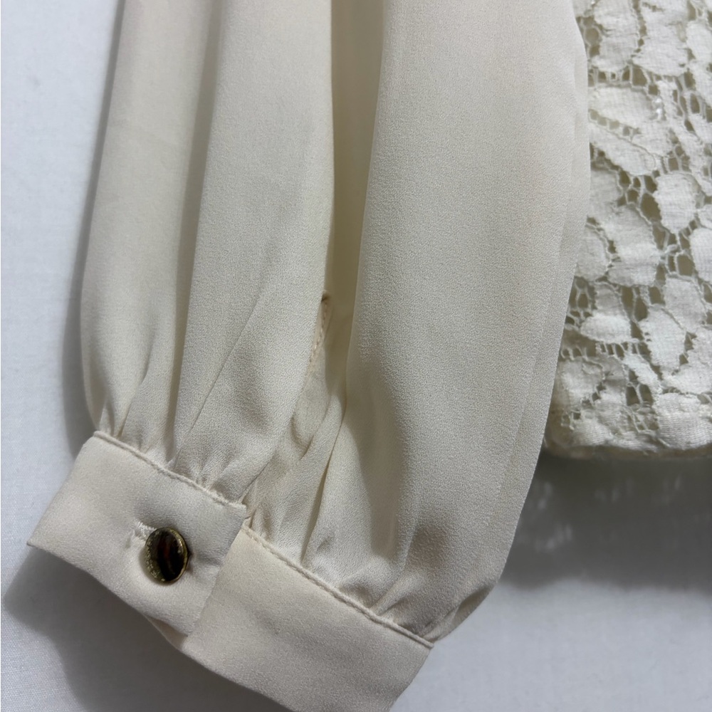 Banana Republic Lace Blouse XS Cream Floral Long Sleeve Elegant Top(A470)✨ - Picture 13 of 14